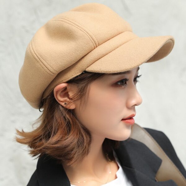 Women's Solid Plain Octagonal Newsboy Cap - Image 5