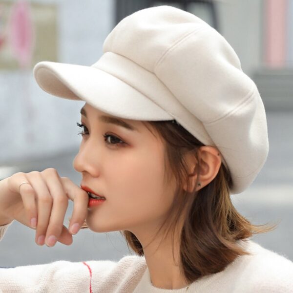 Women's Solid Plain Octagonal Newsboy Cap